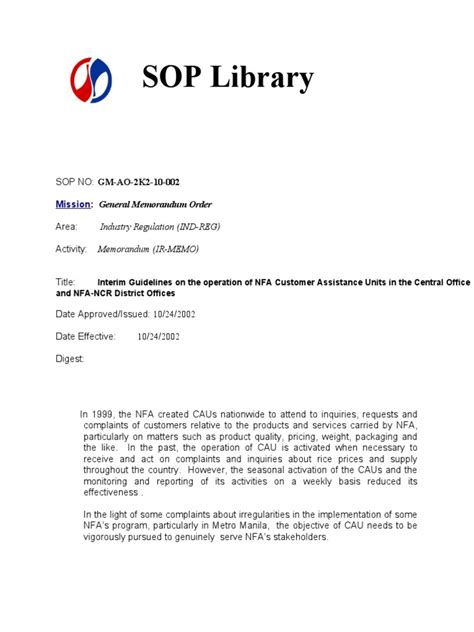 nfa sop library|Interim Guidelines On The Operation of Nfa .